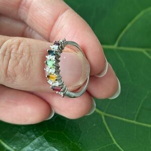 Elegant Multi-Stone Silver Ring